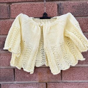 Handmade Vintage Adorable Yellow Knit Kids' Sweater Size 3T